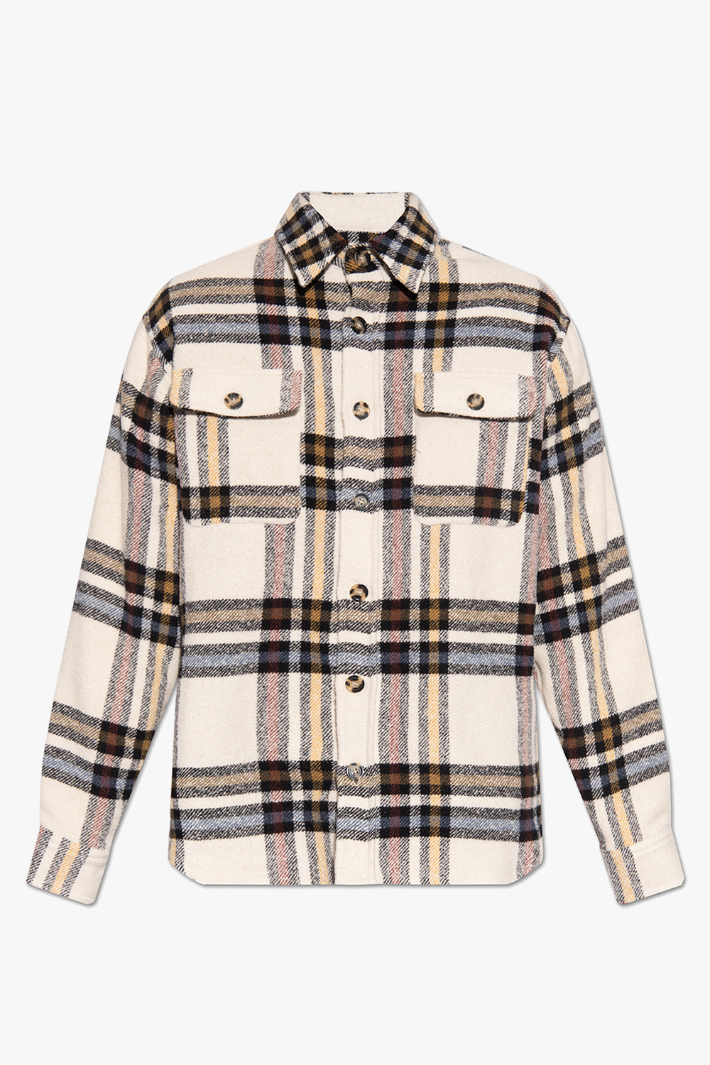 Isabel matant étoile online plaid wool cotton long sleeve popover